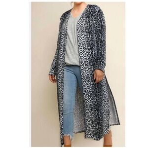 UMGEE‎ USA Womens Animal Print Duster Cardigan Long Sleeve XL Boho Festival